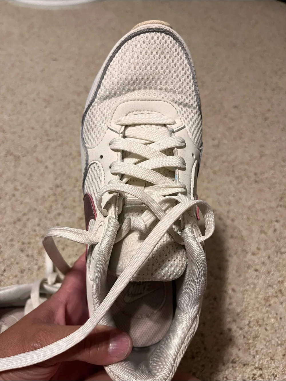 Nike Women’s Cream Athletic Sneakers with Dusty Pink Swoosh
